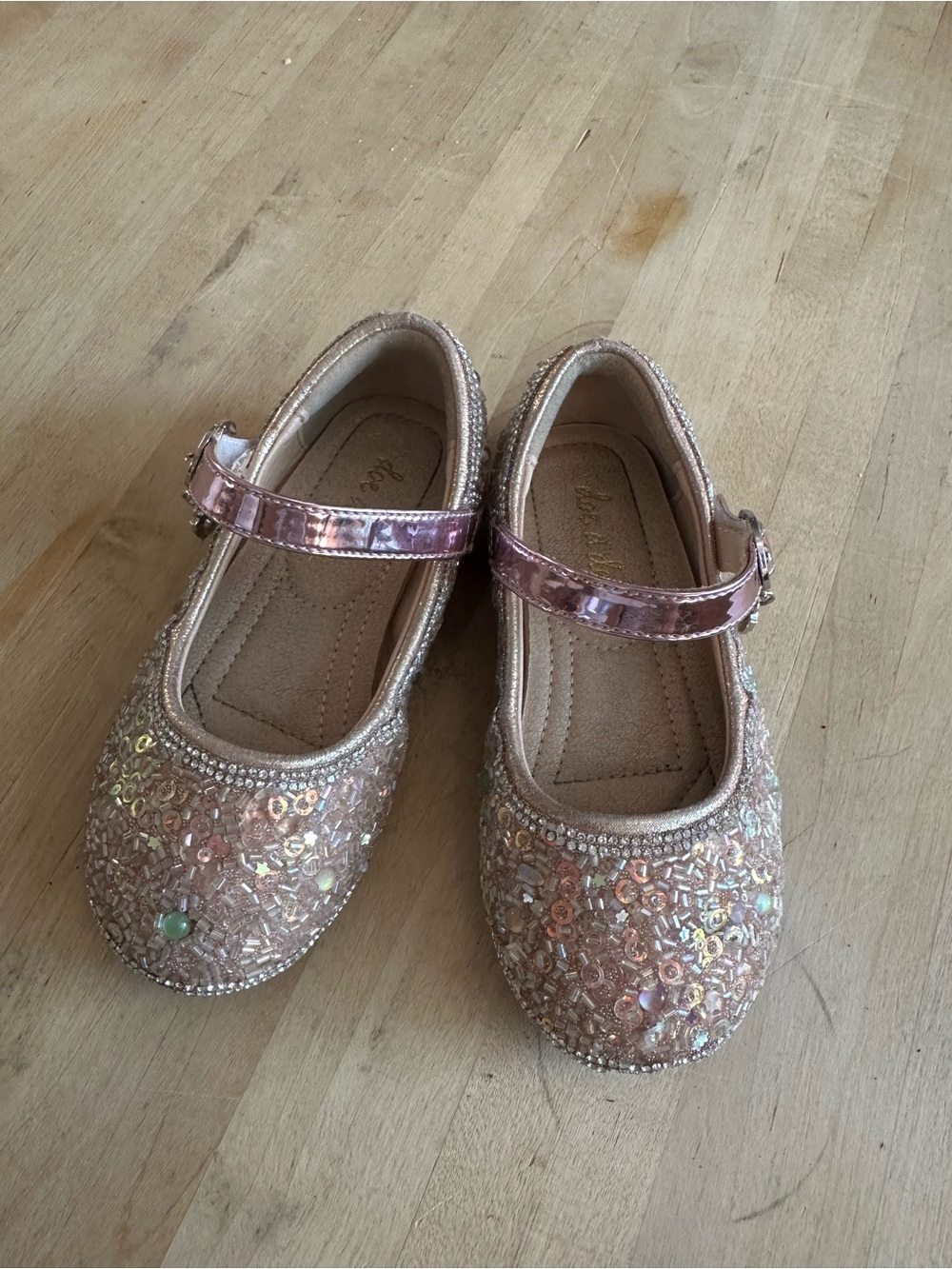 Girls Sparkle Sequin Mary Jane Shoes in Rose Gold size 26